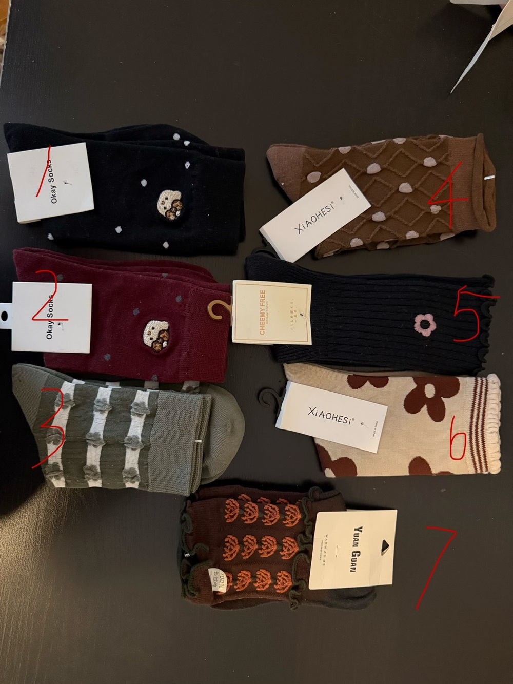 Hello Kitty Black and Maroon Kids Crew Socks - Cute Character Embroidery - Picture 1 of 1